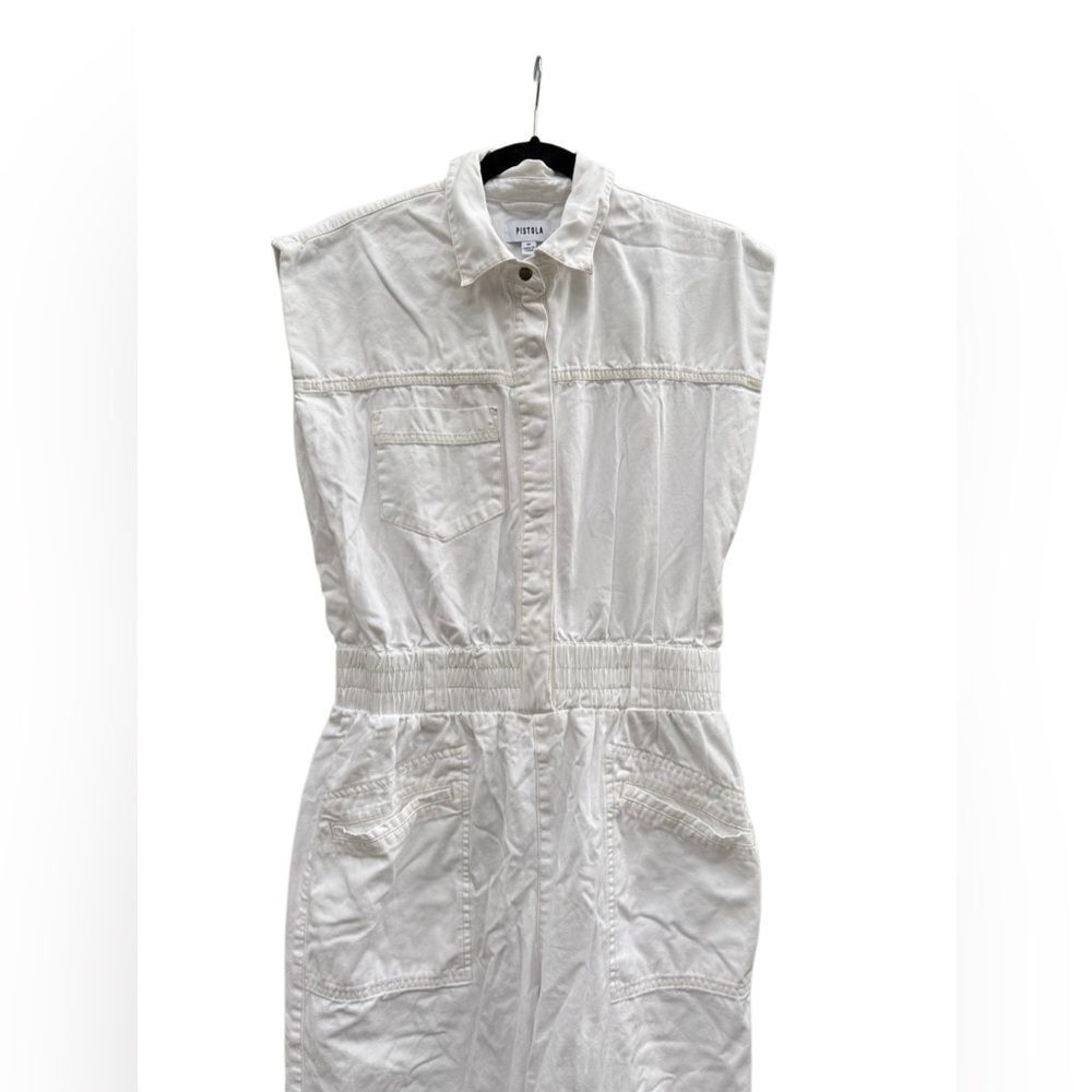 PISTOLA x Revolve Women's Rosie Cotton Jumpsuit in Porcelain White Size Medium - Picture 8 of 12